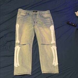 AMIRI Light Blue Skeleton Print Men Jeans
